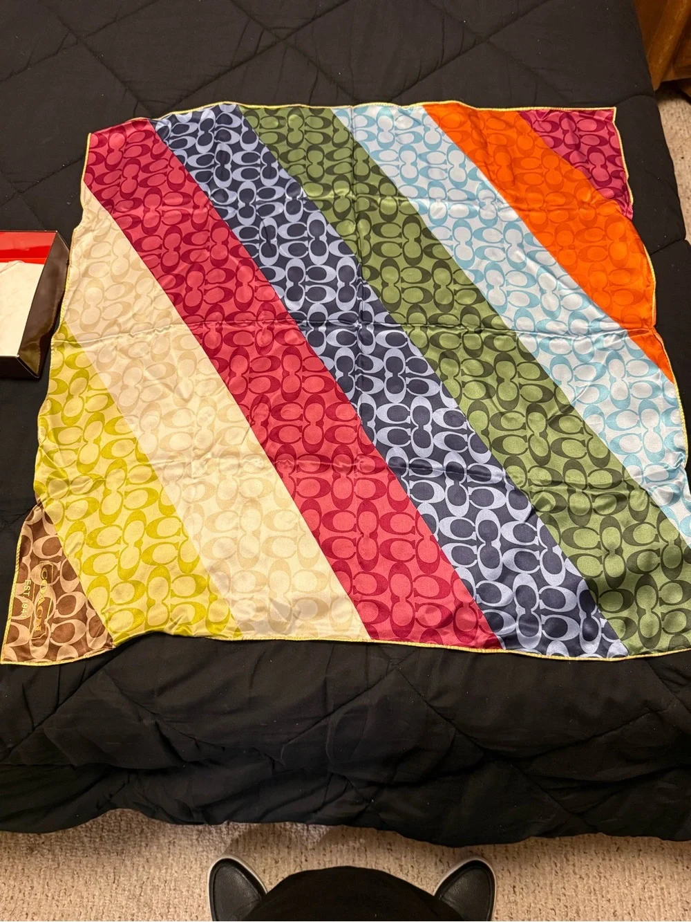 Coach Legacy Stripe Signature Silk Scarf / Wrap with Original Box – Vintage Mult
